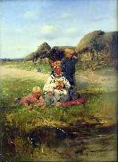 Vladimir Makovsky Maid with children USA oil painting artist